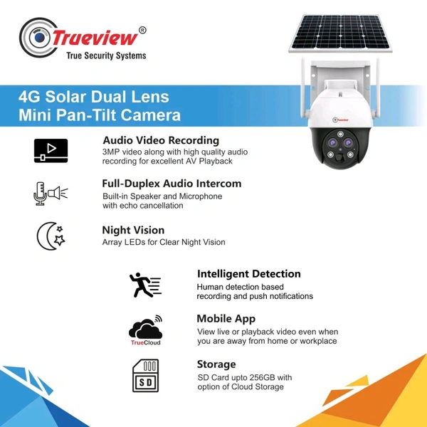 True View  3MP 4G Solar Dual Lens Mini Pan-Tilt Camera Model:T18164