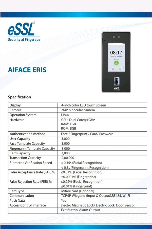 ESSL Face - Aiface ERIS