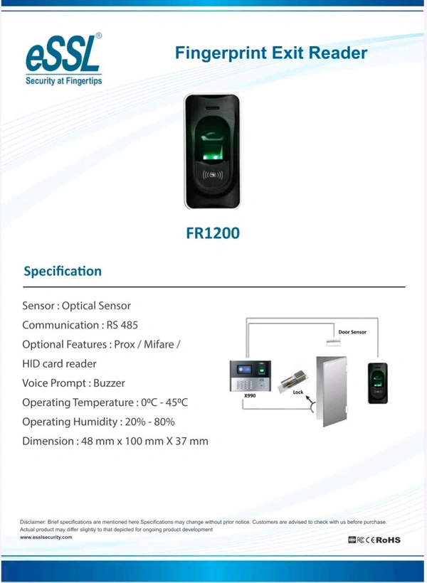 ESSL Fingerprint Exit Reader-FR1200