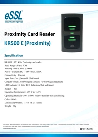 ESSL KR500-E
Proximity Card Reader
