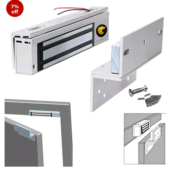 OldArc EM Lock + Z L Bracket Electromagnetic Lock 600lbs | EM Lock for Door | Z L Bracket for in Swing Door Access Control 12V DC EM Lock Wooden
