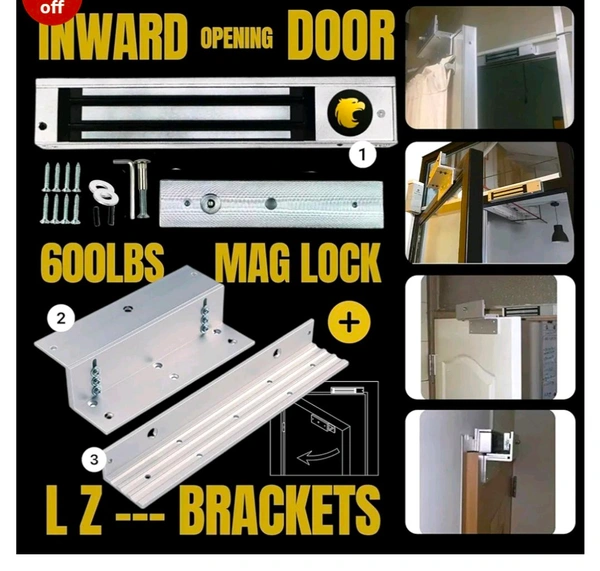 OldArc EM Lock + Z L Bracket Electromagnetic Lock 600lbs | EM Lock for Door | Z L Bracket for in Swing Door Access Control 12V DC EM Lock Wooden