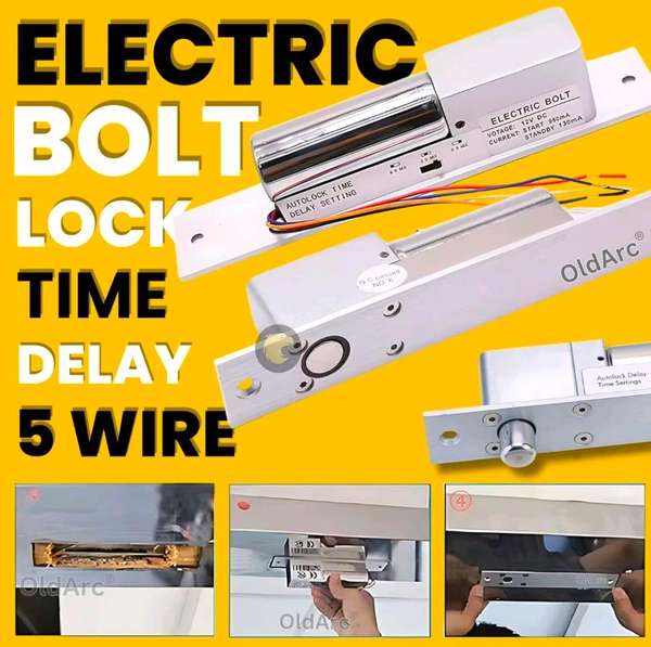 OldArc Smart Electric Bolt Lock | 5 Wire Autolock Deadbolt with Time Delay & Door Lock Status Feedback | 12VDC Fail Safe Drop