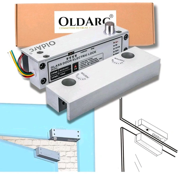 OldArc Frameless Glass Door Lock | 12VDC Electric Glass Door Lock | 4W Electric Bolt Lock for Fully Frameless Glass Door Electronic Lock Access Control System | Drop Bolt Lock Glass Door 8-12mm Thick