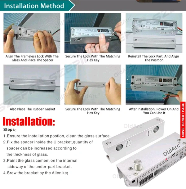OldArc Frameless Glass Door Lock | 12VDC Electric Glass Door Lock | 4W Electric Bolt Lock for Fully Frameless Glass Door Electronic Lock Access Control System | Drop Bolt Lock Glass Door 8-12mm Thick