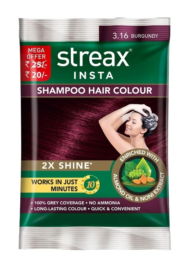Streax Shampoo Hair Colour Burgundy 3.16