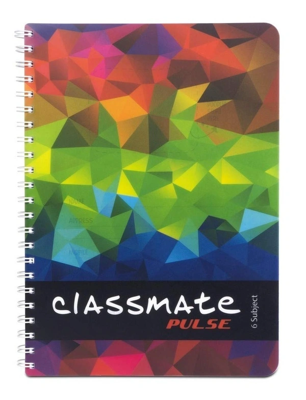 Classmate Pulse 6 Subject Spiral Notebook -Pack of 1 | Single Line | 300 Pages | A4