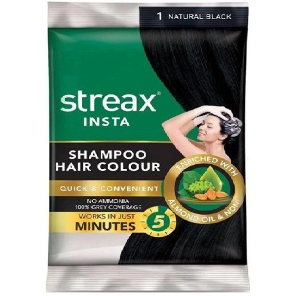 Streax Shampoo Hair Colour 1 Natural Black