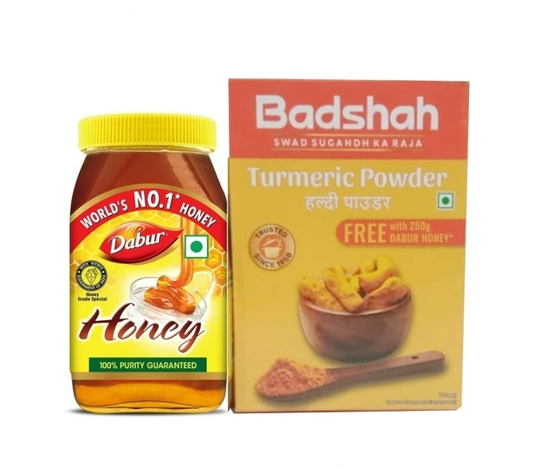 Dabur Honey 250g Free Badshah Termeric powder Rs 35
