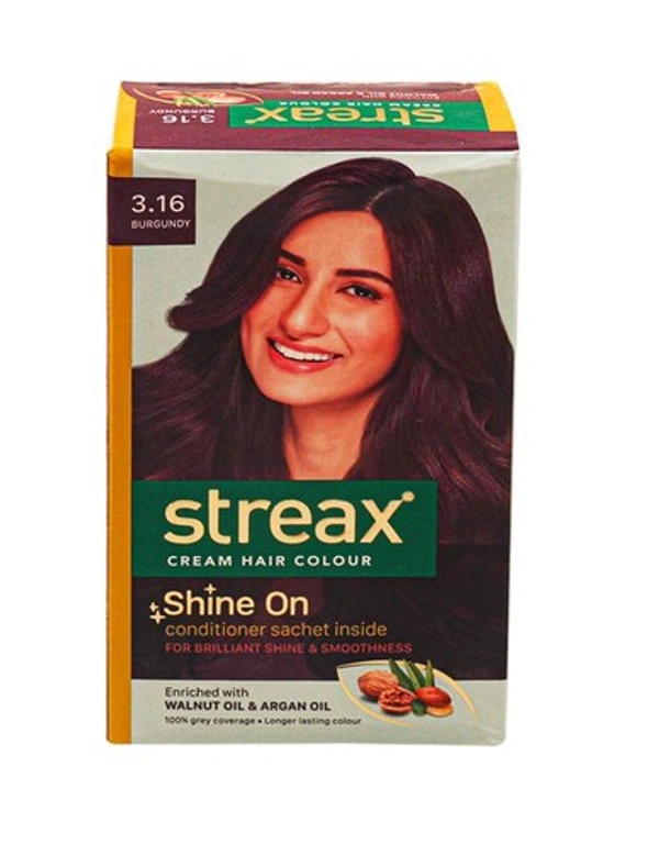 Streax Cream Hair Color 35 g + 25 ml Burgundy 3.16