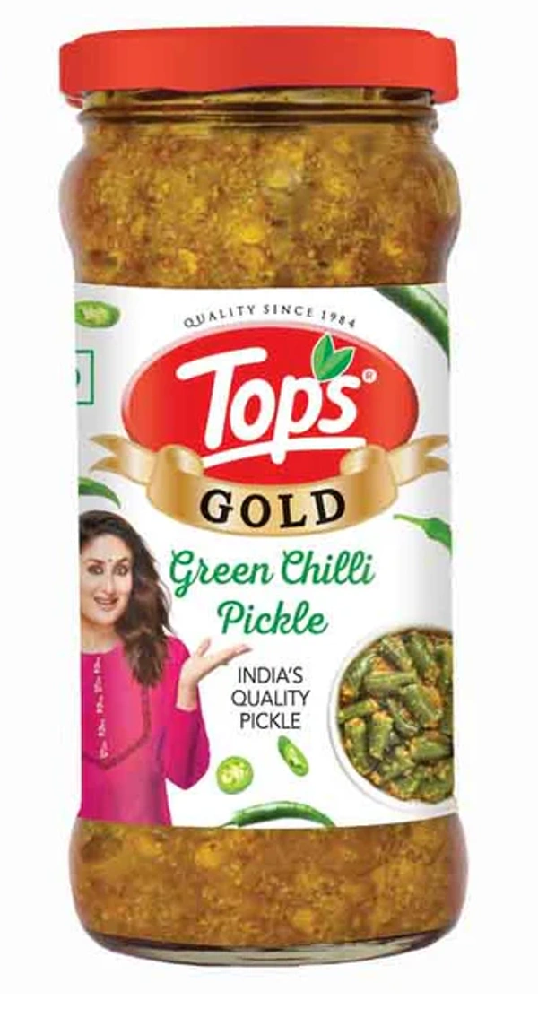 Tops Gold Green Chilli Pickle 375g