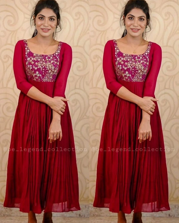 DESIGNER EMBOIDERY ETHNIC WEAR GOWNS - S, Dark Green