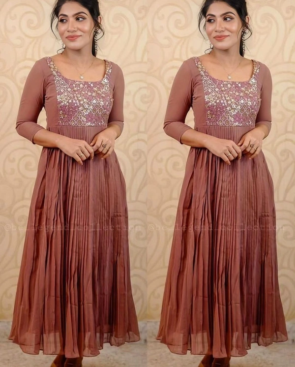 DESIGNER EMBOIDERY ETHNIC WEAR GOWNS - S, Dark Green