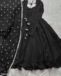 PARTYWEAR LOOK ANARKALI GOWN AND FANCY LACE WORK - XL, Gray