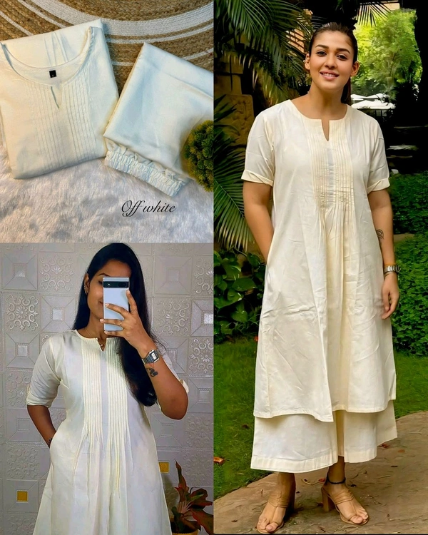 Nayanthara" mam casual wear outfit Co-ord set Aline top pattern paired  with plazoo pant This casual outfit make premium
