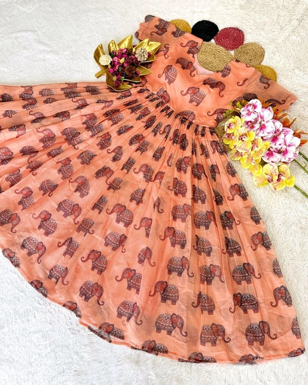 knee length dresses for ladies Kalamkari Cotton Puff Midi main image 1