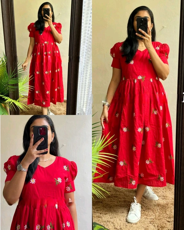 Beautiful Flower print Cotton Full Flair Middy Gown