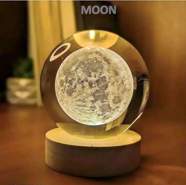 3D Moon Crystal Light Lamp, Night Lamp
