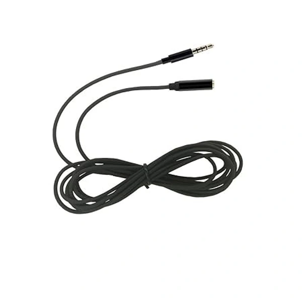 3.5 mm TRRS Male To Female Aux Extension Cable with Microphone Support 4 Pole Golden Plated Stereo Audio Cable Compatible with Earphone Headphone Car- 2 Meter (6.5 Feet) - Black