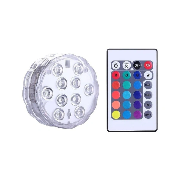 Waterproof IP68 Submersible Aquarium Lights LED 16 Colors Remote Controlled Pool Fish Tank Light 3XAAA Battery Operated Fountain Pool Light (Pack of 4) - Multi