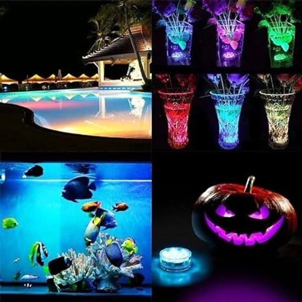 Waterproof IP68 Submersible Aquarium Lights LED 16 Colors Remote Controlled Pool Fish Tank Light 3XAAA Battery Operated Fountain Pool Light (Pack of 4) - Multi