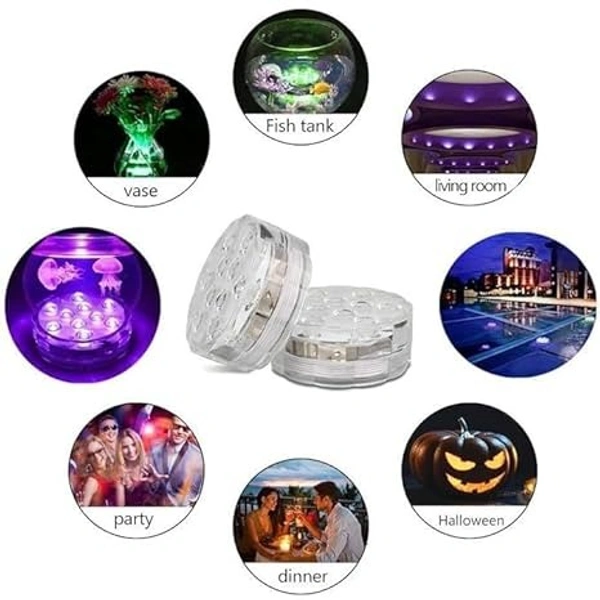 Waterproof IP68 Submersible Aquarium Lights LED 16 Colors Remote Controlled Pool Fish Tank Light 3XAAA Battery Operated Fountain Pool Light (Pack of 4) - Multi
