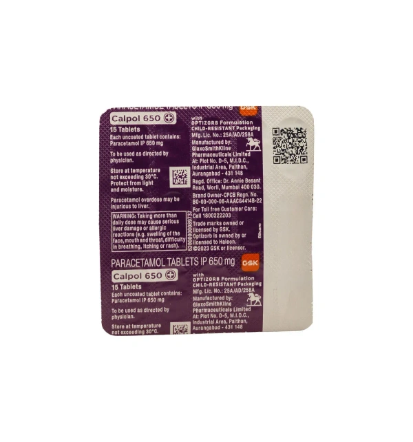 Calpol 650 Plus Tablet - 15 Tablets
