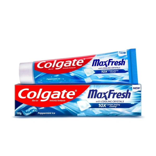 colgate Colgate MaxFresh Toothpaste, Blue Gel Paste with Menthol, Cooling crystals for fresh breath 150g, - 150gm