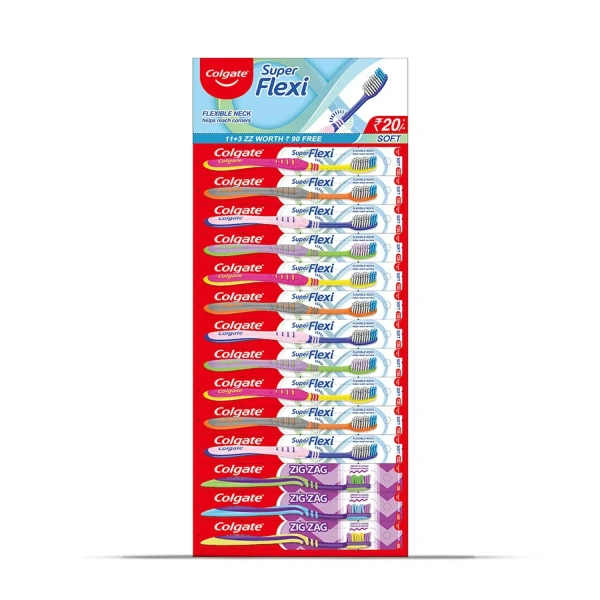 Colgate Toothbrush Cibaca Supreme Full Head Hard Bristles Hanger - 12 Pcs