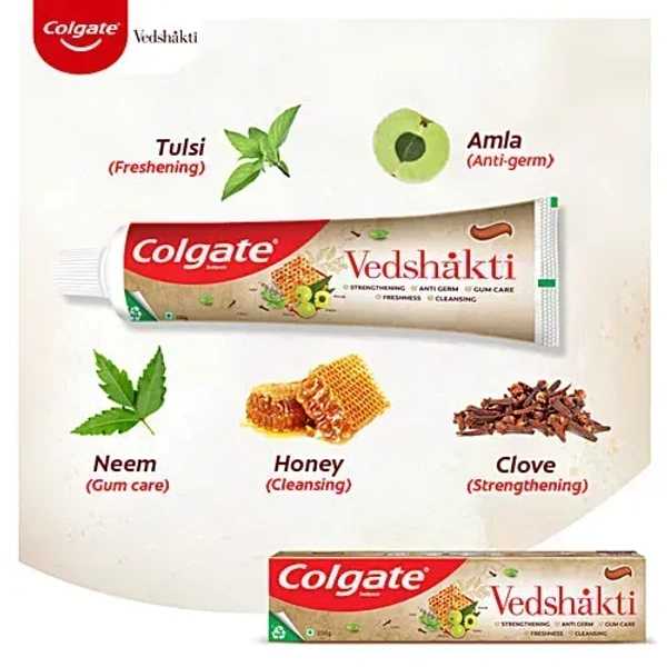 Colgate Vedshakti Toothpaste - With Neem, Clove & Honey, 140 gm - 140gm