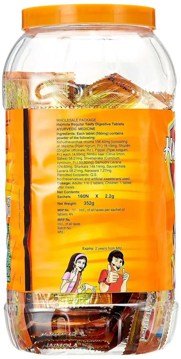 Dabur Hajmola Regular Tablets (160 Sachets), 352g - 352gm