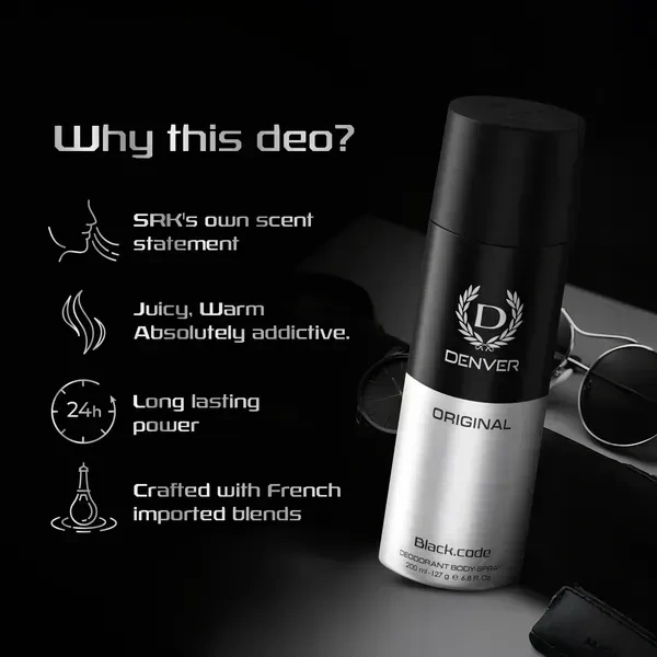 Denver Black Code Original Deodorant 200ml - 150ml