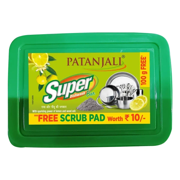 Patanjali Ayurved Limited Dish Wash Bar-600g Tub (500g+100g)+ Scrub Pad - 600g (500g+100g)+ Scrub Pad