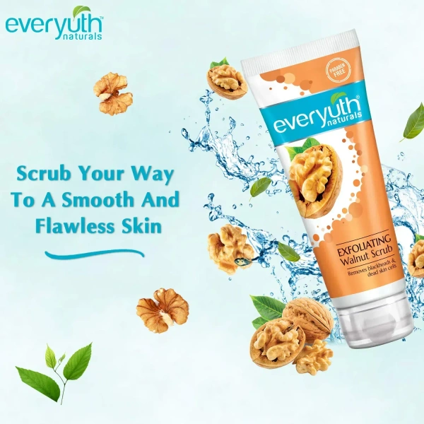 zydus wellness Everyuth Exfoliating Walnut Scrub, 50gm and Purifying Neem Face Wash, 50gm, Combo Pack - 50+50=100gm