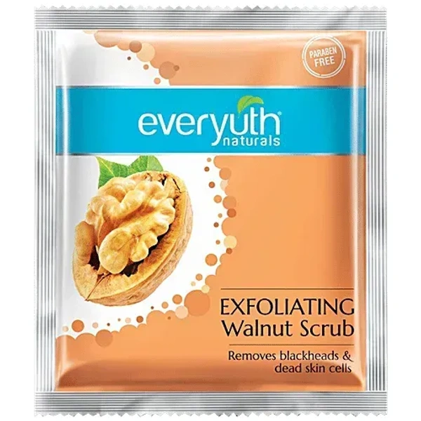 zydus wellness Everyuth Naturals Exfoliating Walnut Scrub - Removes Blackheads & Dead Skin Cells, 7 g Sachet - 7gm