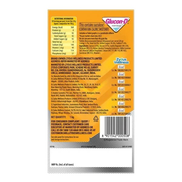 Zydus Wellness Glucon-D Mango Blast Glucose Powder - 1Kg