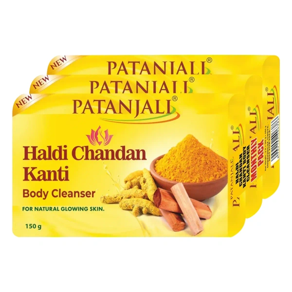 Patanjali Ayurved Limited Haldi Chandan Kanti Body Cleanser Monthly Pack 3*150gm - 3*150gm