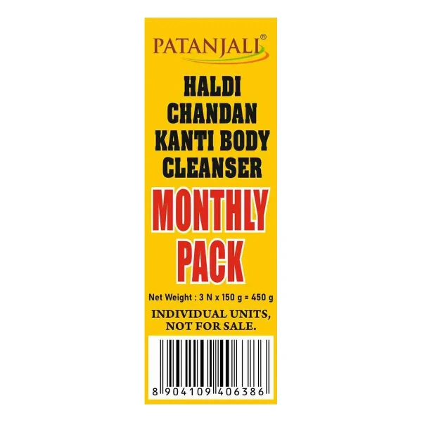 Patanjali Ayurved Limited Haldi Chandan Kanti Body Cleanser Monthly Pack 3*150gm - 3*150gm