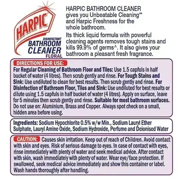 Reckitt Benckiser Harpic Bathroom Cleaner Liquid Red Harpic Bottle 200ml - 200ml