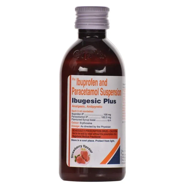 Cipla Ibugesic Plus Strawberry Flavour - Bottle of 100 ml Suspension - 100 ml