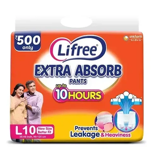 Lifree Extra Absorb Pants – 10 Hrs Large Size Diapers for Adults - 10Pcs
