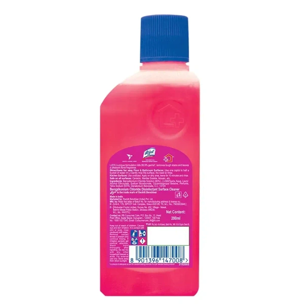 Reciserkitt Benck Lizol Disinfectant Surface & Floor Cleaner Liquid, Floral - 200 ml - 200ml