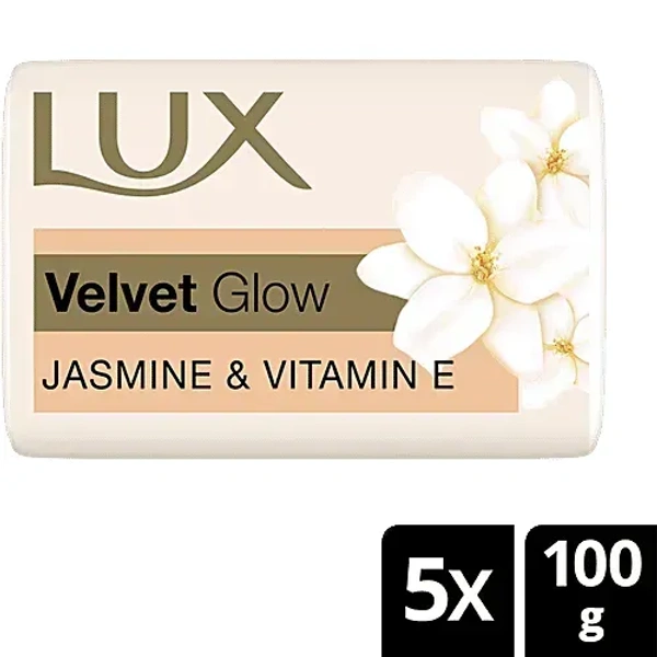 Lux Jasmine & Vitamin E Soap Bar, For Soft Glowing Skin 5*100gm - 5*100gm