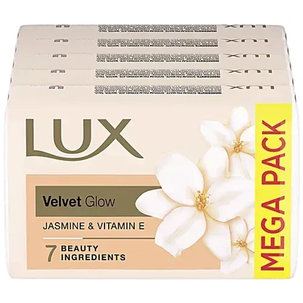 Lux Jasmine & Vitamin E Soap Bar, For Soft Glowing Skin 5*100gm - 5*100gm
