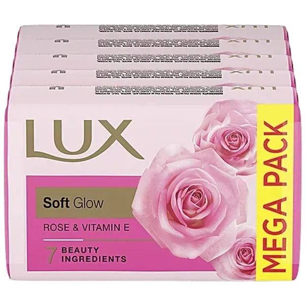 Lux Rose & Vitamin E Soft Glowing Skin Soap 5*100gm - 5*100gm