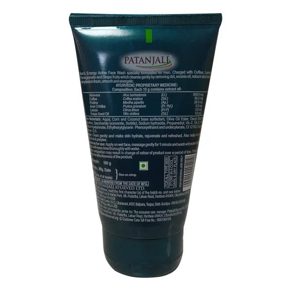 Patanjali Ayurved Limited Men's Energy Active Face Wash - 100gm