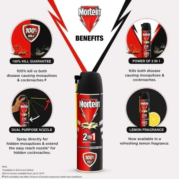 Reckitt Benckiser Mortein 2 In 1 Mosquito And Cockroach Killer Spray - 400ml