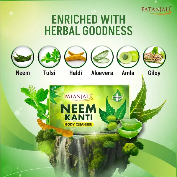 Patanjali Ayurved Limited Neem Kanti Body Cleanser (75 gm)- Pack of 4 - (4*1)75gm