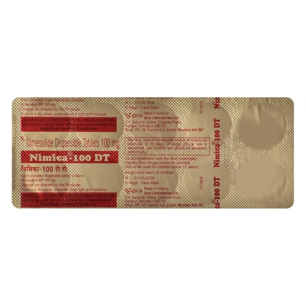 Ipca Laboratories Nimica 100 DT - Strip of 10 Tablets - 10 Tablets