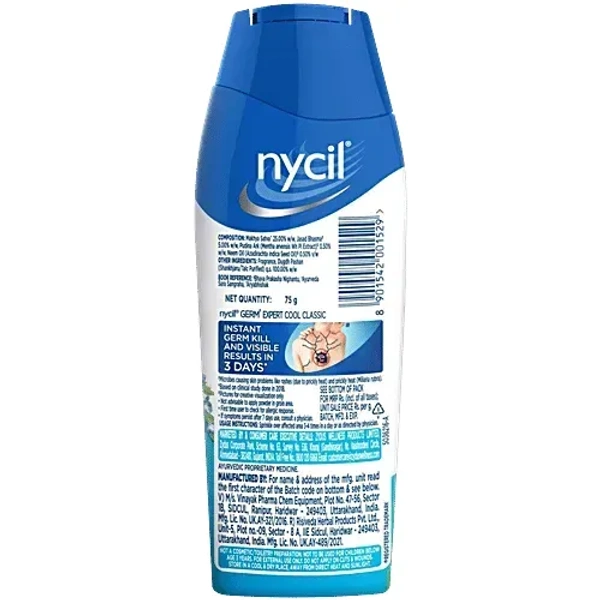 zydus wellness Nycil Germ Expert Prickly Heat Powder - Cool Classic, 75 g - 75gm